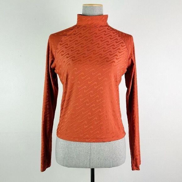 Nike Icon Clash Mock Neck Long Sleeve Burnt Orange - Picture 1 of 8